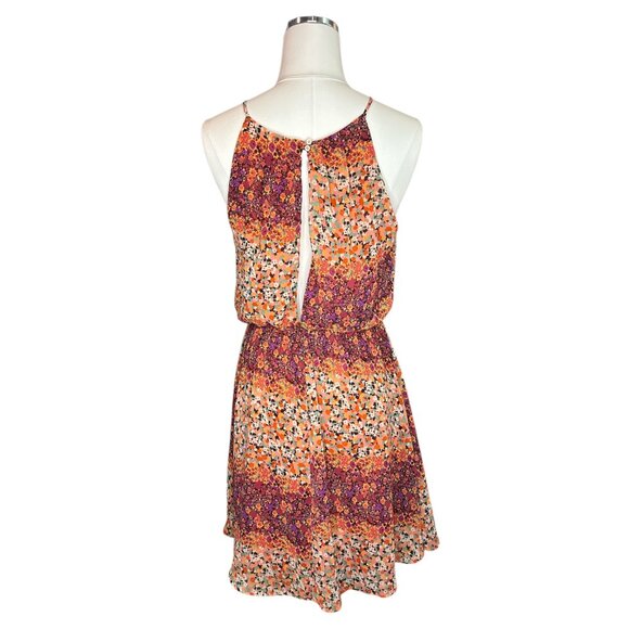 Floral Sleeveless Mini Dress Large Boho Halter Neck Sundress Festival Garden - Picture 13 of 16